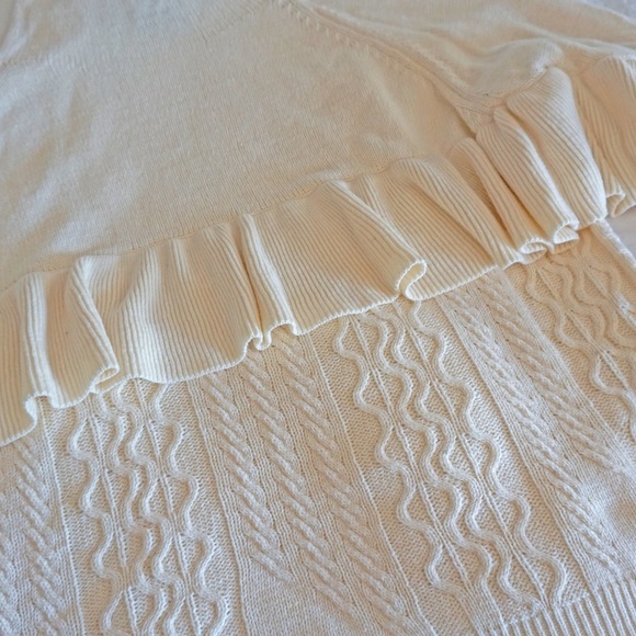 Pre-owned Project Naadam White Ivory Women's Size Medium Ruffle Mock Sweater - Picture 7 of 7